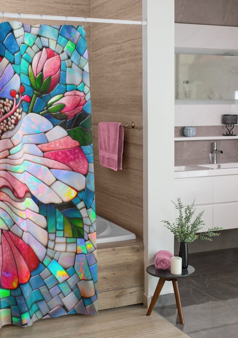 Mosaic Pattern Print Bathroom Shower Curtain
