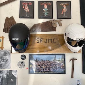 Motorcycle helmet racks