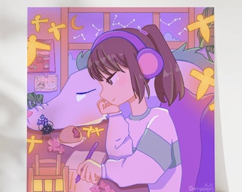 lofi girl print | aesthetic print cute anime fanart