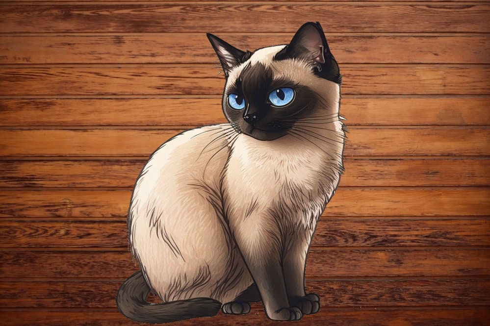 Siamese Cat Sticker, Cute Cat Sticker, Laptop Sticker, Water Bottle Sticker, Car Sticker, Vinyl Sticker, Cat Lady Siamese Kitty