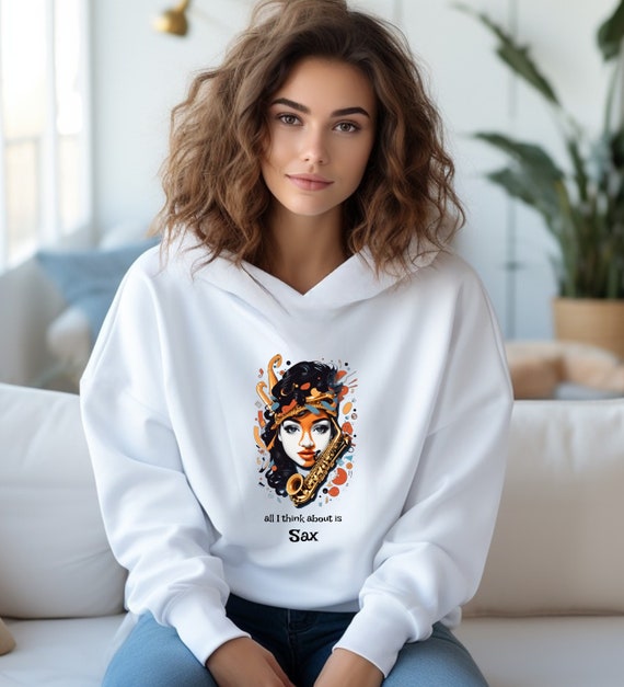 Vêtement Pour Saxophoniste Saxophone Girl Jazz Music Sweat à Capuche Sweat Saxophone Girl