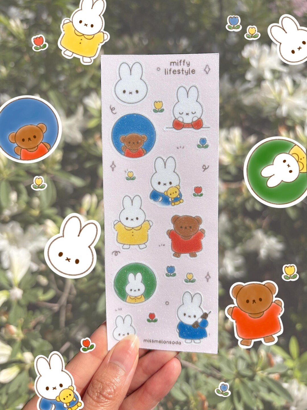 Miffy Rabbit Sticker Miffy Bunny Lifestyle Sticker Sheet: Glitter Vinyl Planner Stickers - Etsy