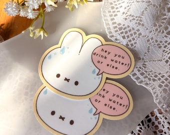 Drink Water Miff Bunny Sticker | Sassy Waterproof Matte Vinyl