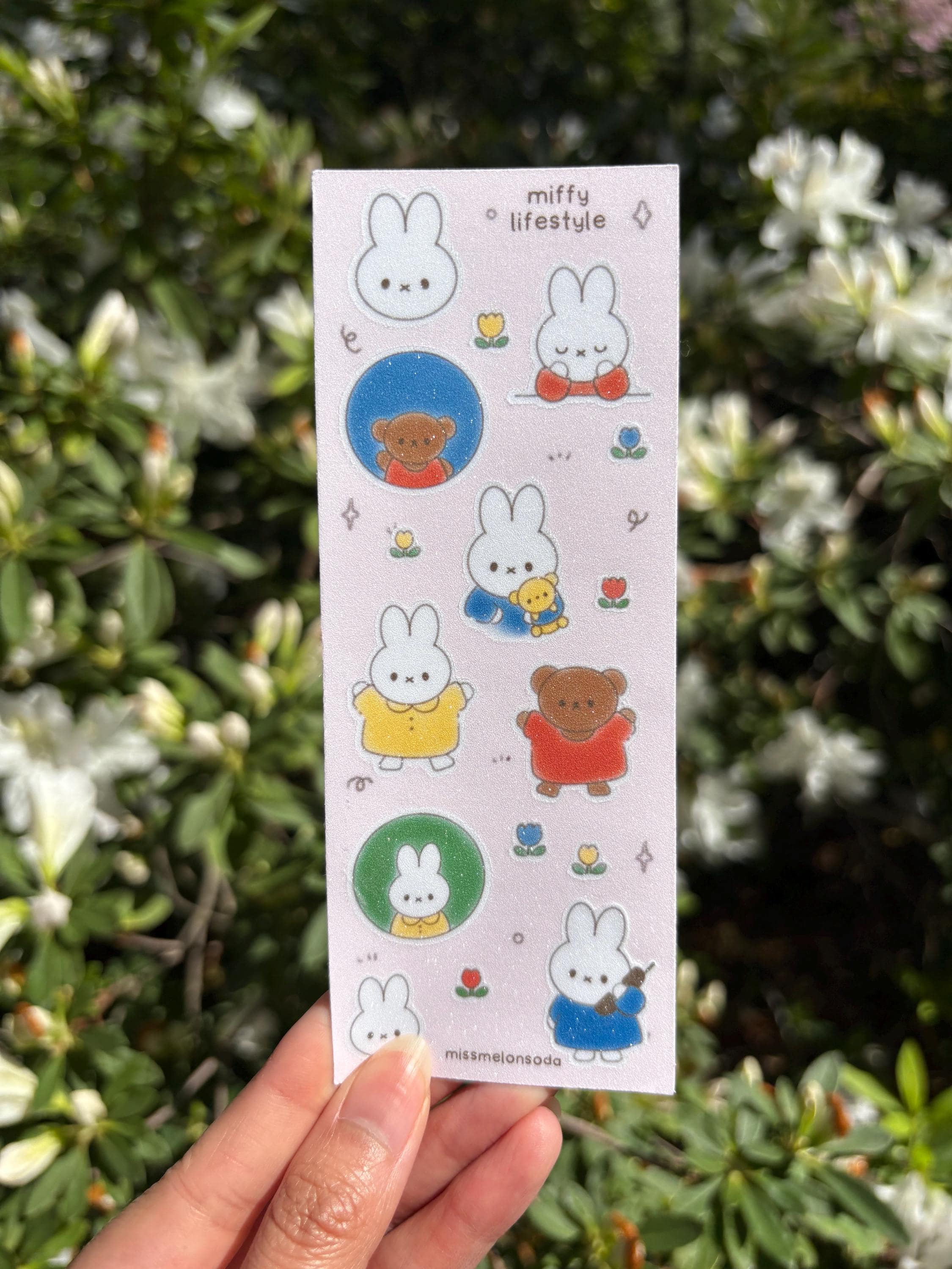 Miffy Rabbit Sticker Miffy Bunny Lifestyle Sticker Sheet: Glitter Vinyl Planner Stickers - Etsy