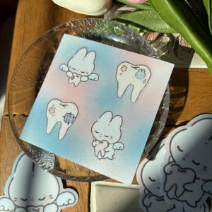 Bunny Fairy Tooth Waterproof Sticker: Cottagecore Planner Decal