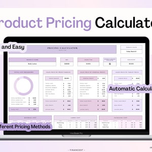 Purple Product Pricing Calculator, Pricing Template, Business Sheet, BEP Calculator, Profit Margin Calculator, Markup, Profit Margin Tracker