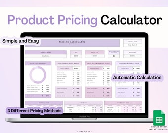 Purple Product Pricing Calculator, Pricing Template, Business Sheet, BEP Calculator, Profit Margin Calculator, Markup, Profit Margin Tracker