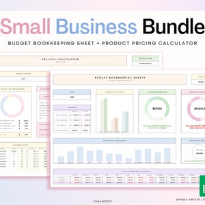 Small Business Spreadsheet Bundle, Easy Bookkeeping Sheet, Product Pricing Calculator, Budget Tracker, Profit Tracker, Income and Expense