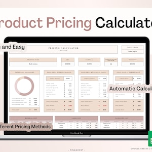 Brown Tone Product Pricing Calculator, Pricing Template, Business Spreadsheet, BEP Calculator, Profit Margin Calculator, Markup