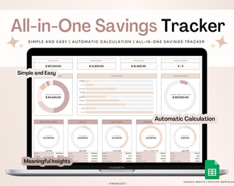 Brown Savings Tracker, Sinking Funds Tracker Spreadsheet, Savings Spreadsheet Template, Google Sheets, Personal Finance Planner