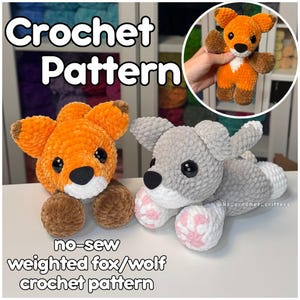 No-Sew crochet pattern: Flynn the Fox/Wren the Wolf (English)
