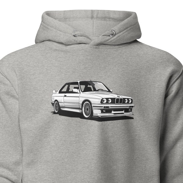 E30 M3 Graphic Pullover Hoodie - Classic Car Enthusiast - Automotive Artistry