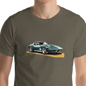 Vintage Green Corvette C3 Graphic T-Shirt | Classic Car Lover Gift | Retro Auto Enthusiast Tee | Chevy Muscle Car Apparel