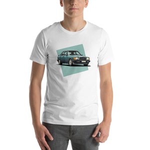 Teal Mercedes W201 190E 2.5-16 Print T-Shirt | Soft & Comfy | Car Enthusiast | 100% Cotton | Lightweight | Unique Gift