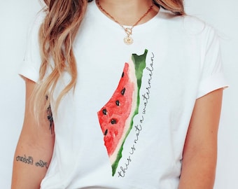 This is not a watermelon Watercolor Watermelon Map of Palestine Shirt, Watermelon Palestine Solidarity Shirt,  Human Rights Advocate Tee