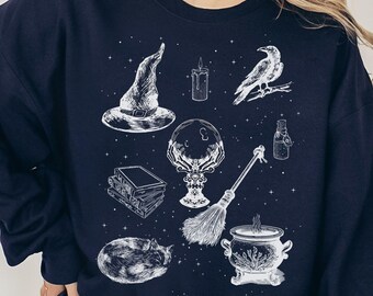 Witch Graphics Sweatshirt, Retro Halloween Sweater, Halloween Women's Sweatshirt, Vintage Halloween Graphics Sweater, Girls Will Be Girls