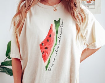 This is not a watermelon Watercolor Watermelon Map of Palestine Comfort Colors® Shirt, Watermelon Shirt, Human Rights Advocate Tee