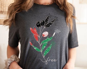 Free Palestine Shirt, Olive Palestine Flag, Palestine Solidarity, Human Rights Advocate, Social Justice, Liberation, Until We Are All Free