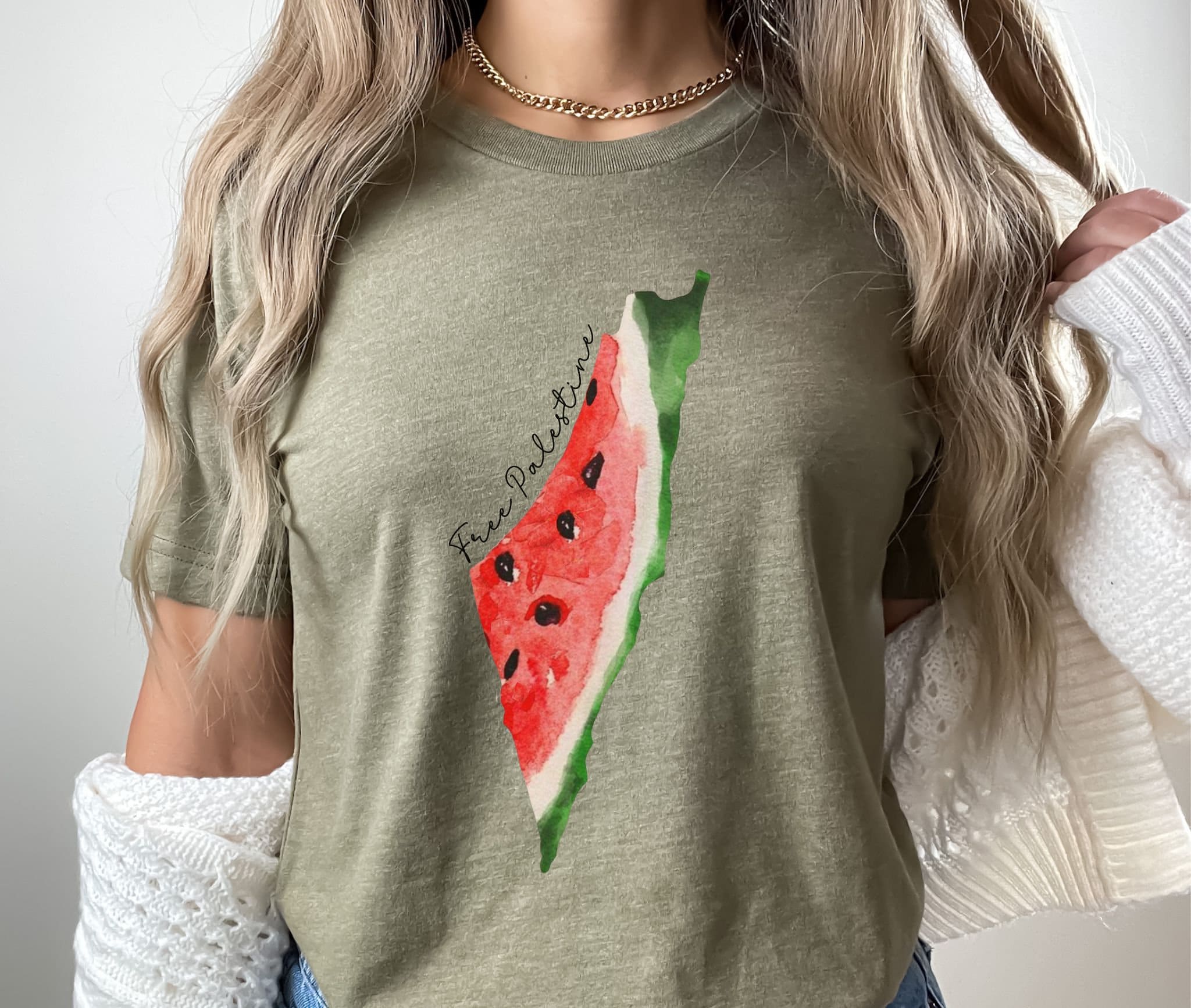 Watercolor Watermelon Map of Palestine Shirt, Watermelon Shirt