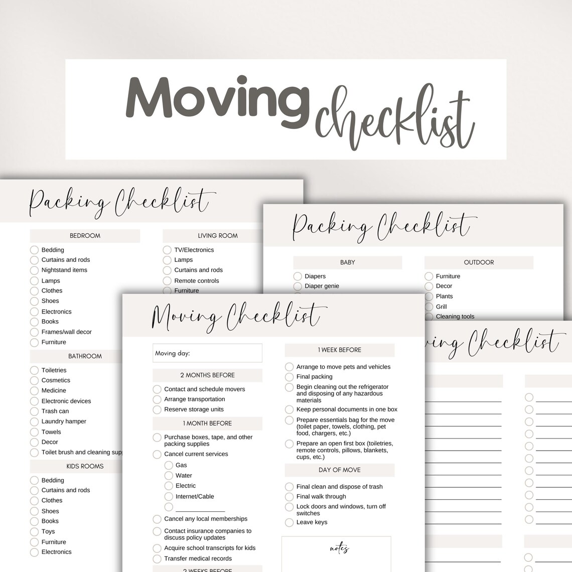 Moving Checklist Printable Moving Day Digital Checklist for Moving ...
