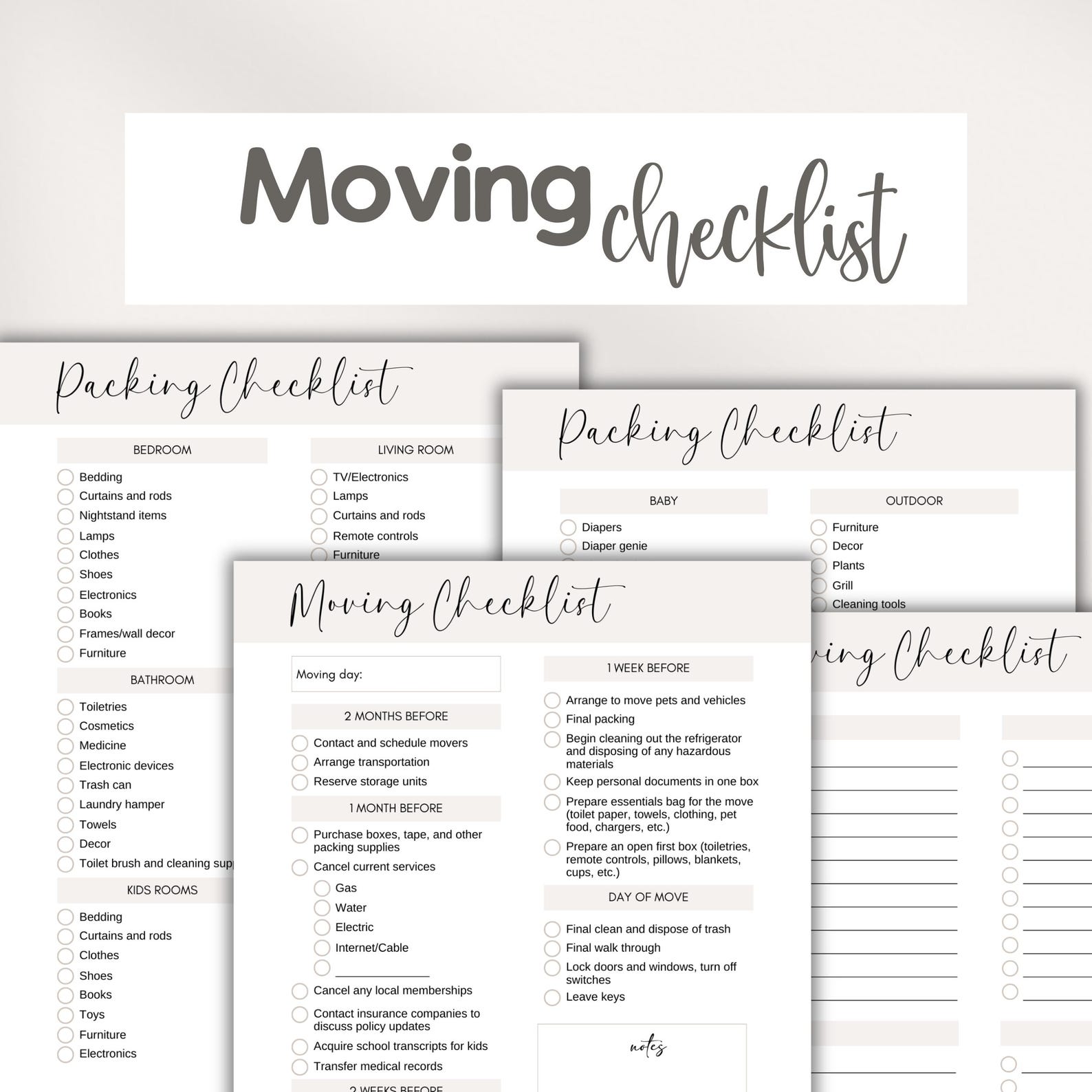 Moving Checklist Printable Moving Day Digital Checklist for Moving ...