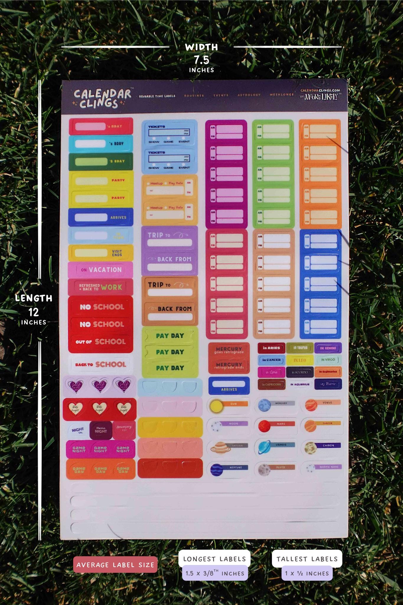 Color Coded Calendar Labels | Kids Activities Calendar Stickers ...