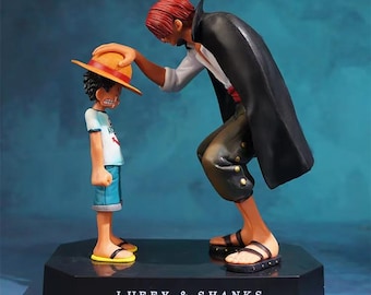 One Piece Shanks und junger Ruffy Figur, Emotionale Strohhut-Szene Statue, Anime Sammler-Diorama, Shanks Figur mit roten Haaren, Geburtstagsgeschenk