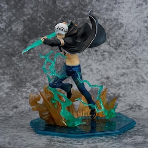 Law Action Figure, One Piece PVC Statue with "Room" Ability, Dynamic Battle Pose, Translucent Blue Lightning Effects, Collector's Gift