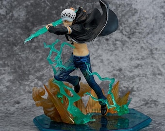 Law Action Figure, One Piece PVC Statue with "Room" Ability, Dynamic Battle Pose, Translucent Blue Lightning Effects, Collector's Gift