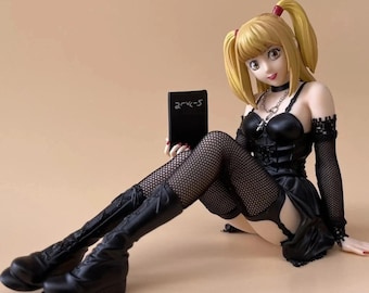 Death Note Misa Amane Actionfigur, 10 cm, sitzende Gothic-Anime-Mädchen-Statue, Sammlerstück, Manga-Merchandise, Otaku-Geschenk, Schreibtischdekoration