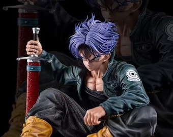 Anime-Actionfigur Trunks, sitzend mit Schwert, 10 cm, PVC-Sammelfigur, Modell, Spielzeug, Schreibtischdekoration, Geschenkidee für Anime-Fans, Ausstellungsstück