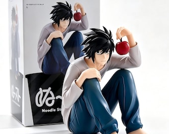 Death Note L Actionfigur Anime Noodle Stopper Sammlerstück PVC Statue Lawliet mit Apfel Manga Schreibtischdeko Geschenk für Otaku Anime Fans!