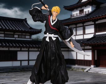 Anime Bleach Ichigo Kurosaki Action Figure Statue Model Toy Collectible Room Decor Desk Display Gift for Anime Fans Men Boyfriends