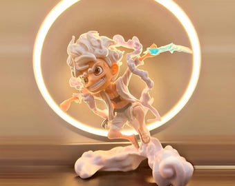 Luffy Gear 5 Figure One Piece Sun God Nika Chibi Style, Monkey D Luffy Anime Statue, Gear Fifth Collectible, Manga Fan Gift, Joy Boy Decor