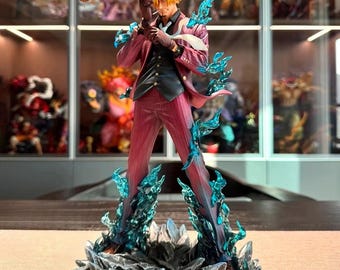 Sanji Ifrit Jambe Figure, One Piece Anime Statue, Blue Flame Sanji Collectible, Wano Country Sanji Art, Manga Gift for Men and Fans