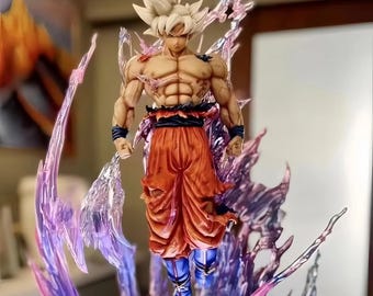 Goku Ultra Instinct Figure with LED Aura Light, Anime Collectible Statue, Dragon Ball Super Decor, Saiyan Warrior Figurine, Otaku Gift