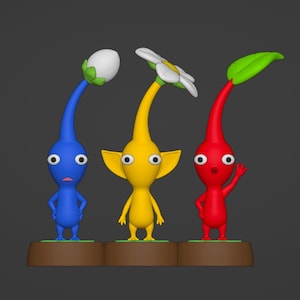 Pikmin inspiriert rot, blau, gelb Pikmin Modelle DIGITAL STL 3D Print Datei Download