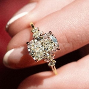 2.70 Ct Cushion Cut Moissanite Engagement Ring, Cushion Cut Ring, Elongated Cushion, Cushion Cut Ring for Her