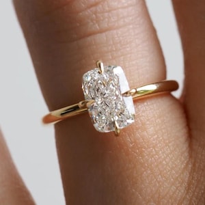 2.00 Ct Cushion Cut Moissanite Engagement Ring, Cushion Cut Ring, Elongated Cushion, Solitaire Ring