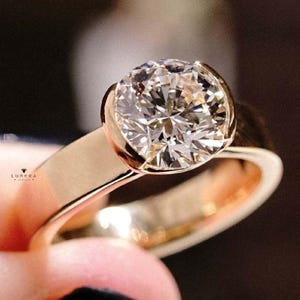 Bezel Set 1.50 Ct Round Brilliant Cut Moissanite Engagement Ring, Round Cut Ring, Solitaire Ring, Brilliant Cut Ring