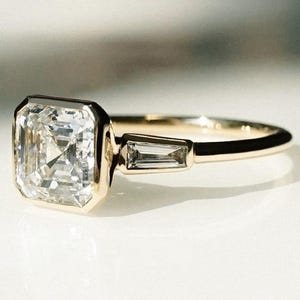 Bezel Set 1.90 Ct Asscher Cut Moissanite Engagement Ring , Asscher Cut Ring, Moissanite Engagement Ring, Asscher Cut Moissanite Ring