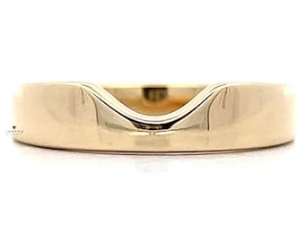 14K Solid Gold Cigar Wedding Band Ring Unique Wide Cut Out Design Perfect for a Engagement band or Nesting Ring Luxurious Gift for Her