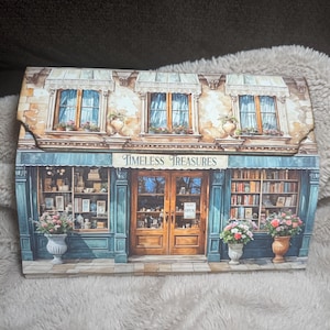 vintage Treasures folio à trois volets avec un mini journal, journal indésirable, rangement éphémères, livret, souvenir, trésor, journal créatif, cadeau