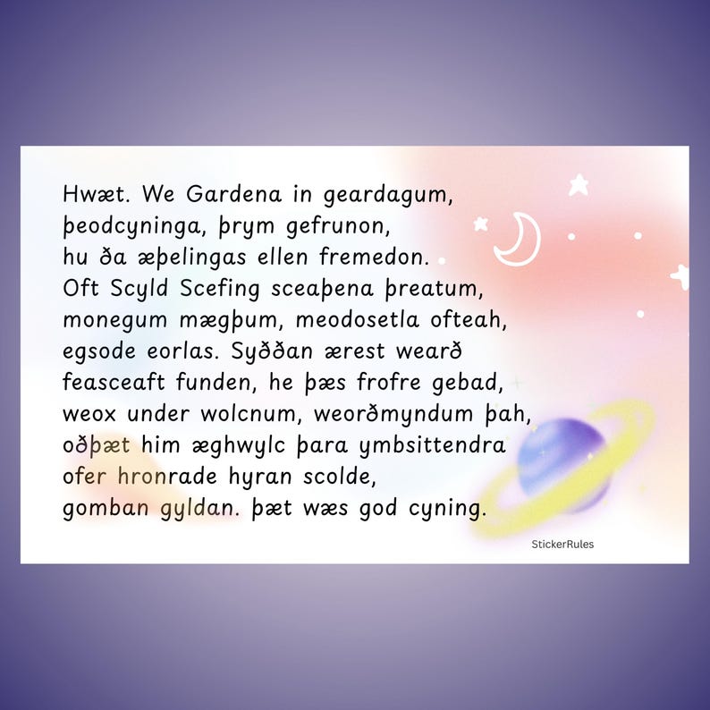 Beowulf Poem Sticker: English Major Gift - Etsy