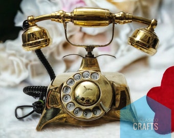 Nautical Brass Vintage Rotary Phone Old Fashioned Telephone French Victorian tabletop desk working phone