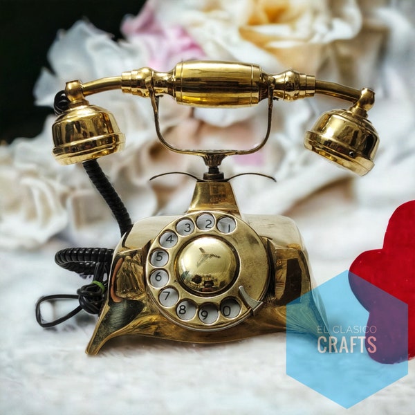 Nautical Brass Vintage Rotary Phone Old Fashioned Telephone French Victorian tabletop desk working phone