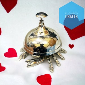 Vintage Crab nickel finish Bell Service Hotel Desk Counter Brass Reception Top Table Ornate Polish Bell gift home decor for Christmas love