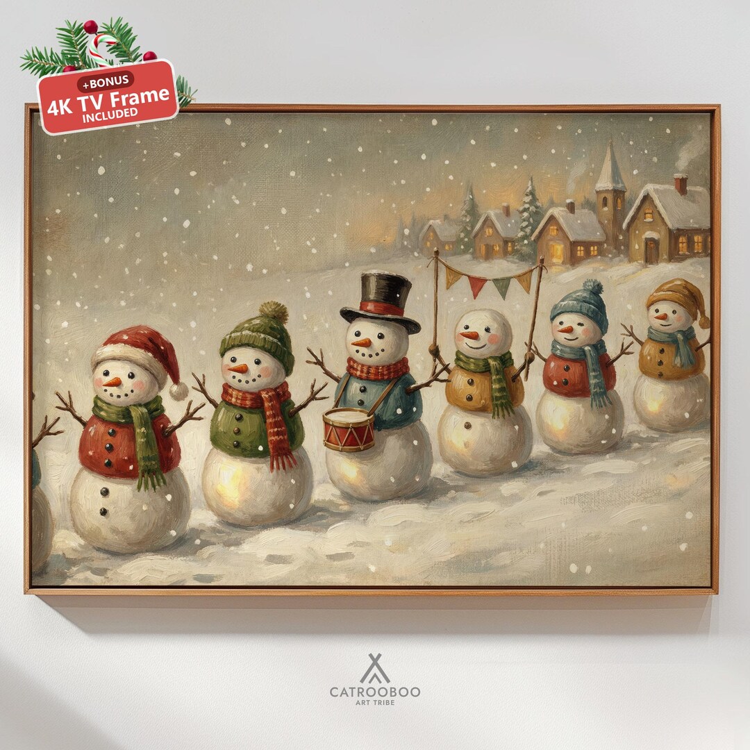 Snowman Parade Christmas Art, Winter Illustration (digital Download ...