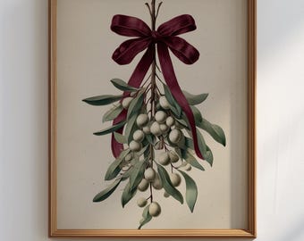 Kerstmaretakkunst, vintage botanische illustratie (digitale download), CP25