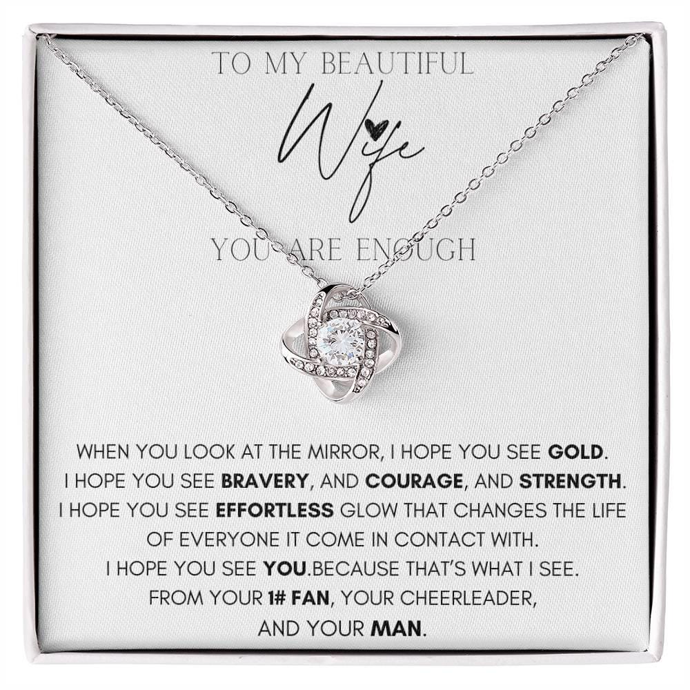 Collar "Para mi esposa" con tarjeta de mensaje, regalo de aniversario, cumpleaños o Navidad del esposo, joyería sentimental para la esposa, recuerdo romántico.